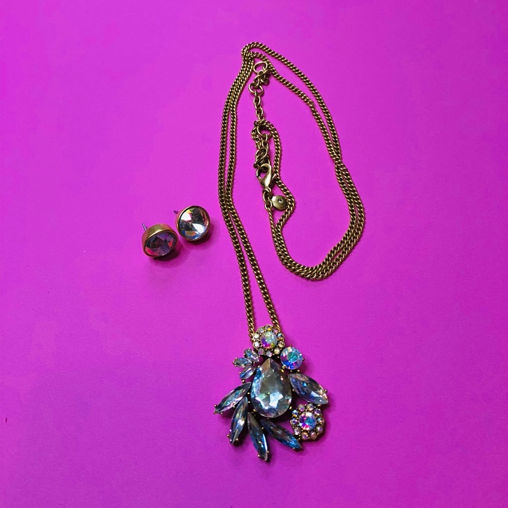 J.Crew Embellished Jewel Necklace+ Earrings